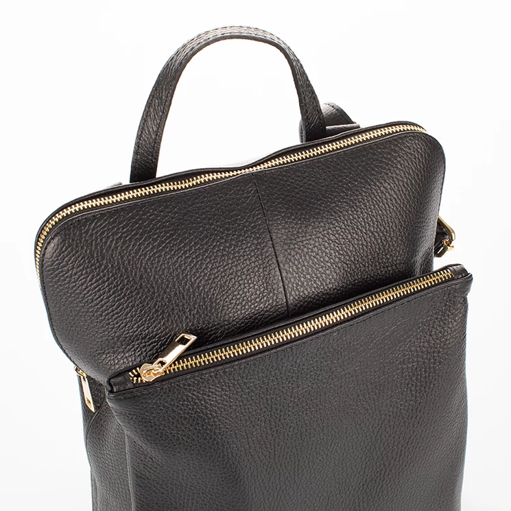 Valódi bőr női hátizsák Ipad tartóval fekete színben