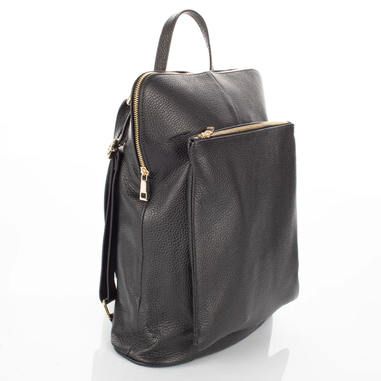 Valódi bőr női hátizsák Ipad tartóval fekete színben