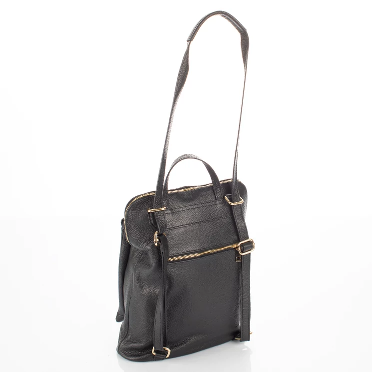 Valódi bőr női hátizsák Ipad tartóval fekete színben