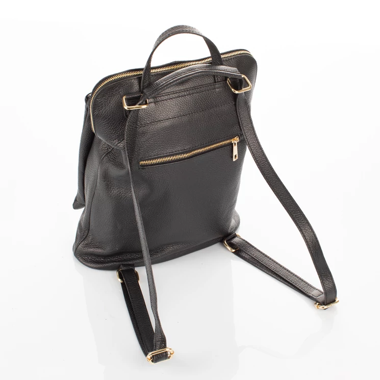 Valódi bőr női hátizsák Ipad tartóval fekete színben