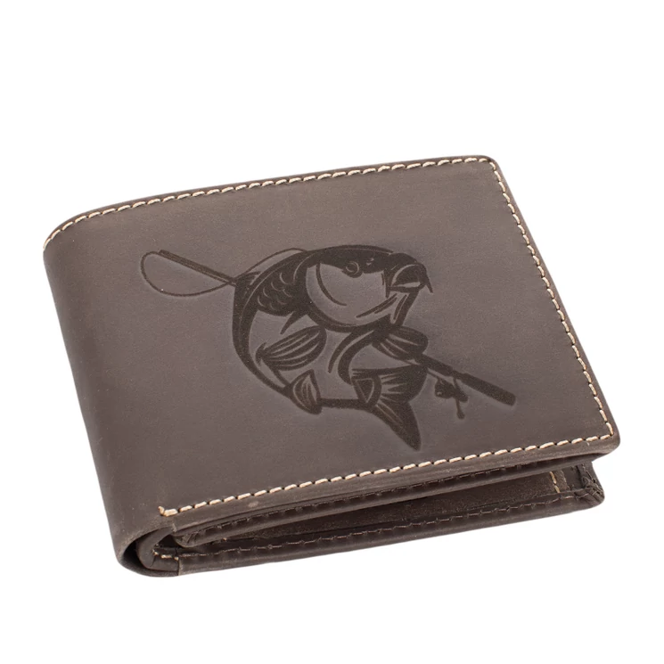 GIULIO valódi bivalybőr horgász férfi pénztárca díszdobozban RFID rendszerrel 