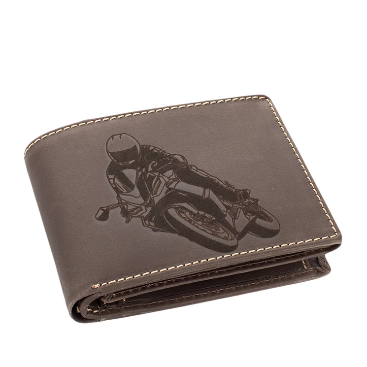 GIULIO valódi bivalybőr motoros férfi pénztárca díszdobozban RFID rendszerrel 