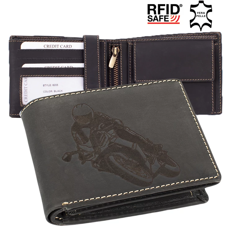 GIULIO valódi bivaly bőr motoros férfi pénztárca díszdobozban RFID rendszerrel 