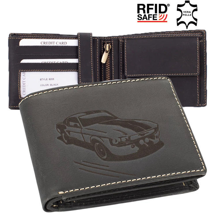 GIULIO valódi bivaly bőr autós férfi pénztárca díszdobozban RFID rendszerrel 
