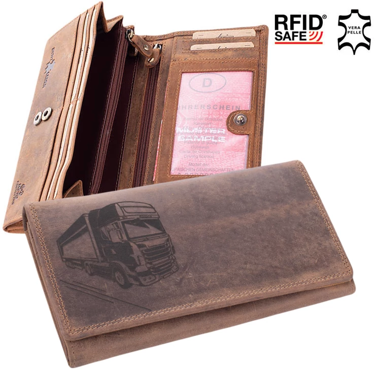 Különleges Brifkó kamionos pénztárca barna színben RFID rendszerrel
