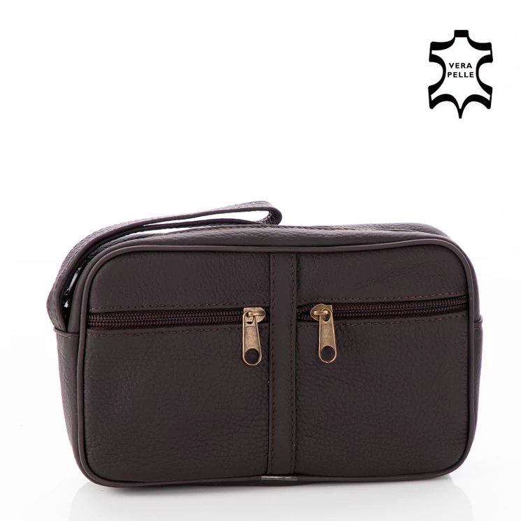 Valódi bőr barna egyrészes autóstáska LA-36