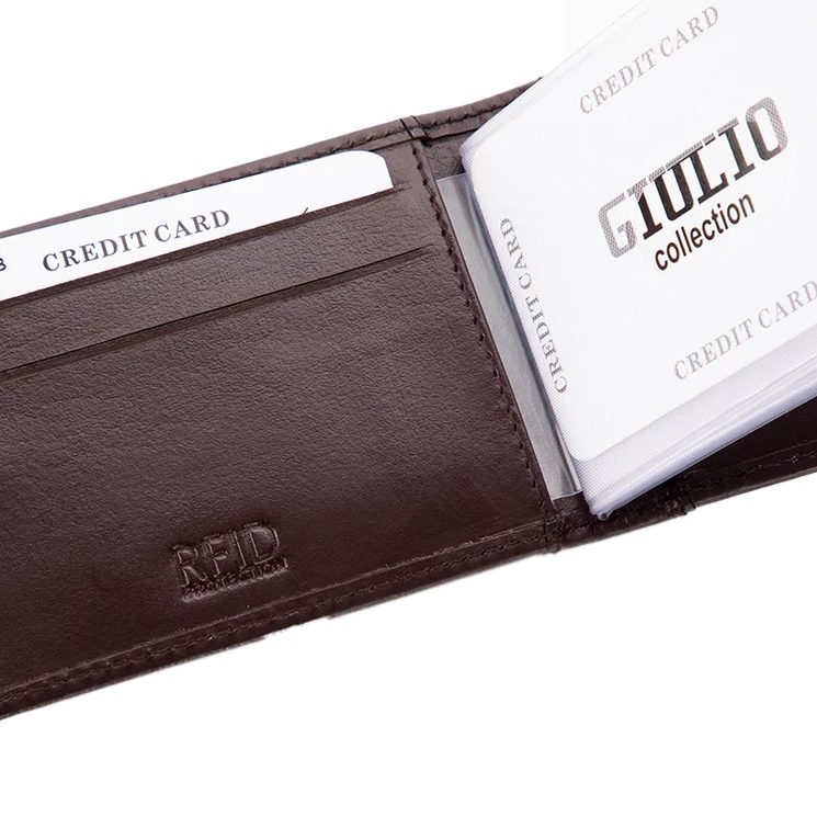 GIULIO COLLECTION valódi bőr kártyatartó RFID rendszerrel díszdobozban