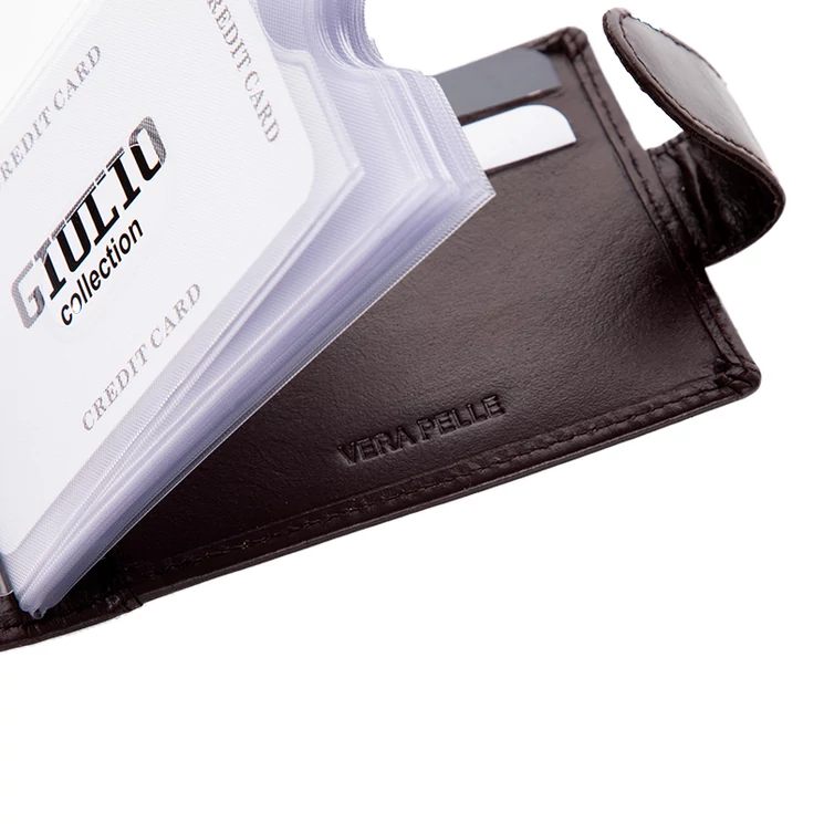 GIULIO COLLECTION valódi bőr kártyatartó RFID rendszerrel díszdobozban