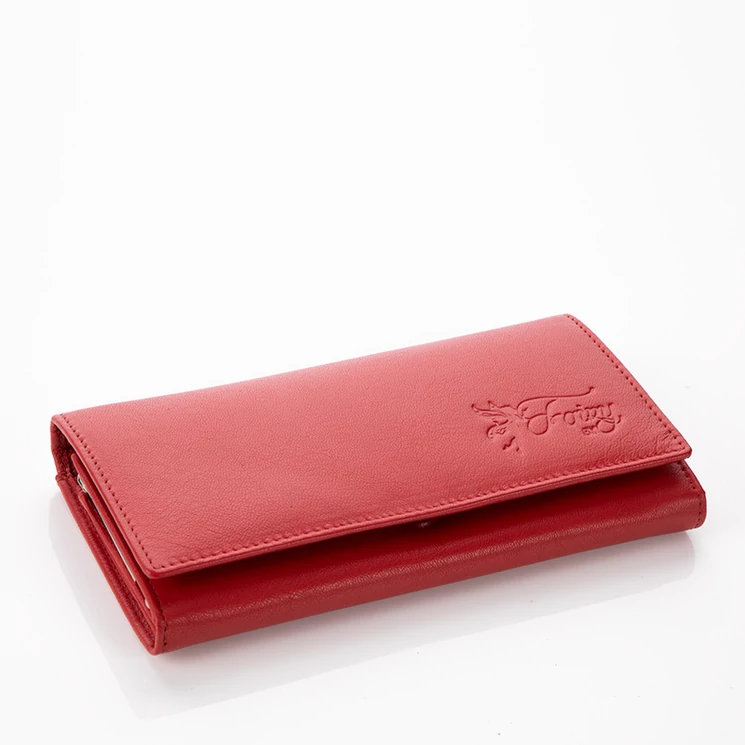 Fairy valódi bőr piros női pénztárca RFID védelemmel díszdobozban