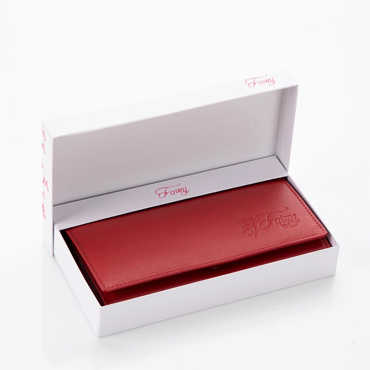 Fairy valódi bőr piros női pénztárca RFID védelemmel díszdobozban