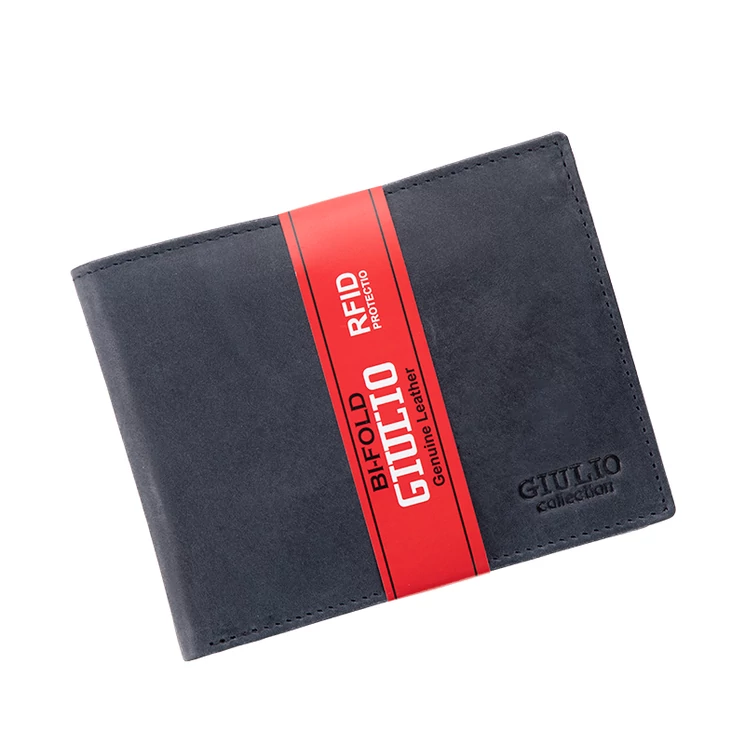 GIULIO autós valódi bőr férfi pénztárca díszdobozban RFID rendszerrel kék színben