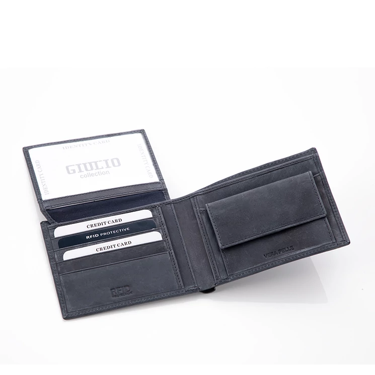 GIULIO autós valódi bőr férfi pénztárca díszdobozban RFID rendszerrel kék színben