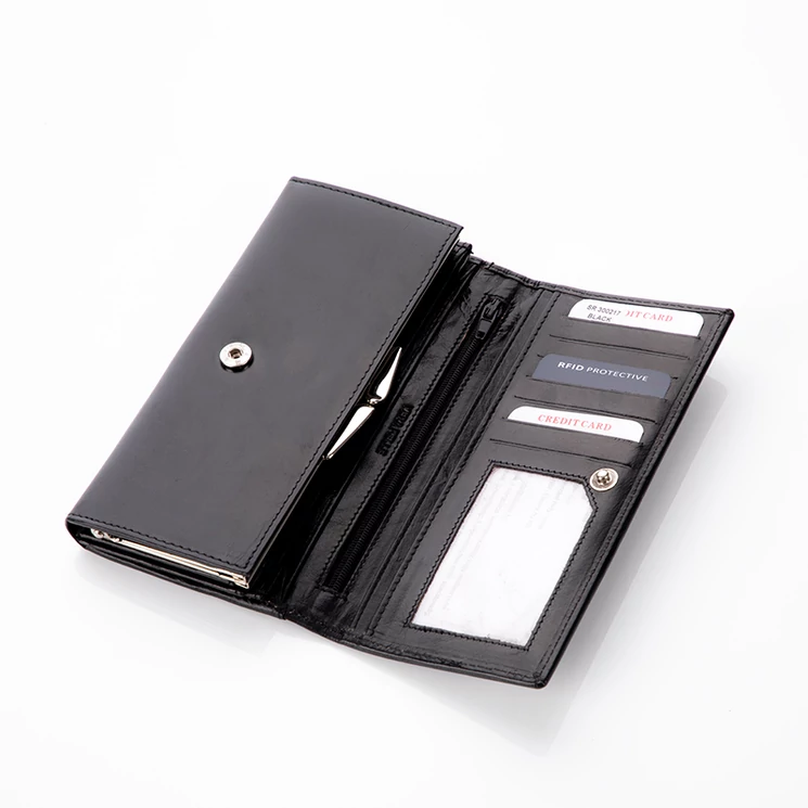 Fairy valódi bőr fekete női pénztárca RFID védelemmel