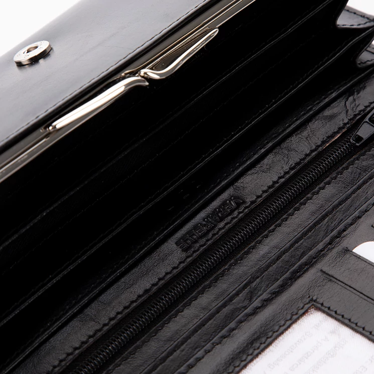 Fairy valódi bőr fekete női pénztárca RFID védelemmel