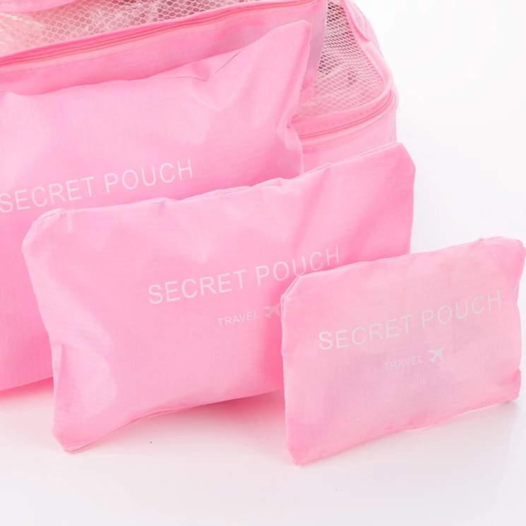 Bőröndrendező táskák utazáshoz 6 db-os szett rózsaszín