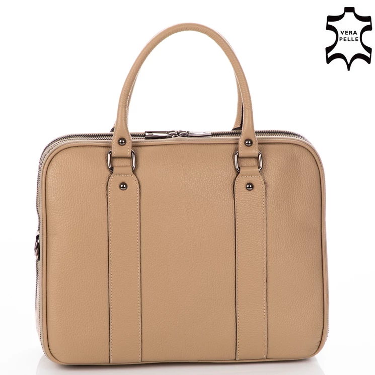 Laptoptartós Valódi bőr üzleti táska NT 8890 Beige