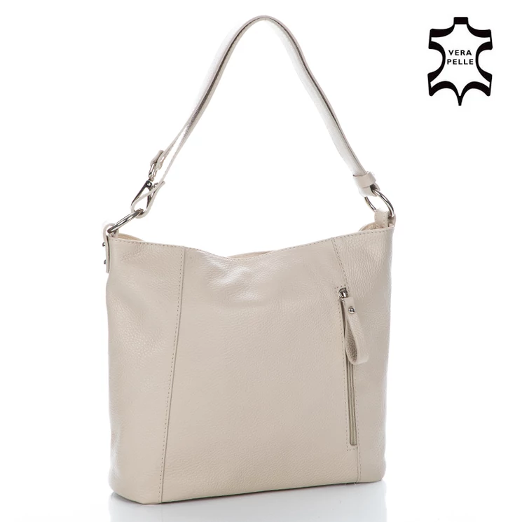 Valódi bőr női táska világosbézs színben