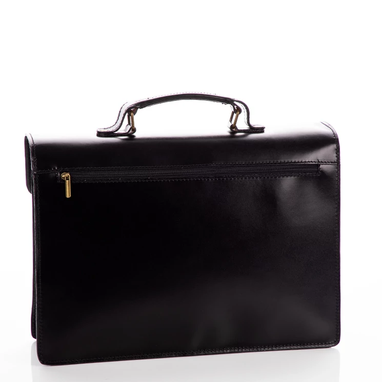  Díszvarrott valódi bőr aktatáska sötétbarna színben*