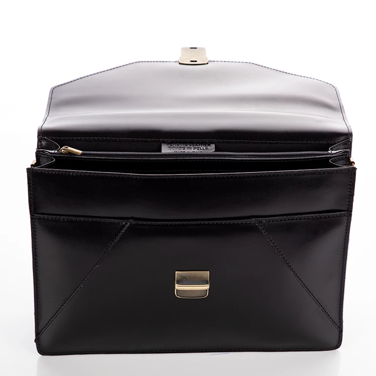  Díszvarrott valódi bőr aktatáska sötétbarna színben*