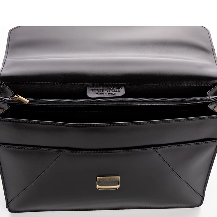  Díszvarrott valódi bőr aktatáska sötétbarna színben*