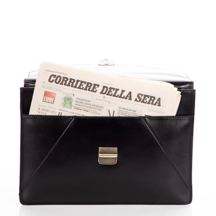  Díszvarrott valódi bőr aktatáska sötétbarna színben*