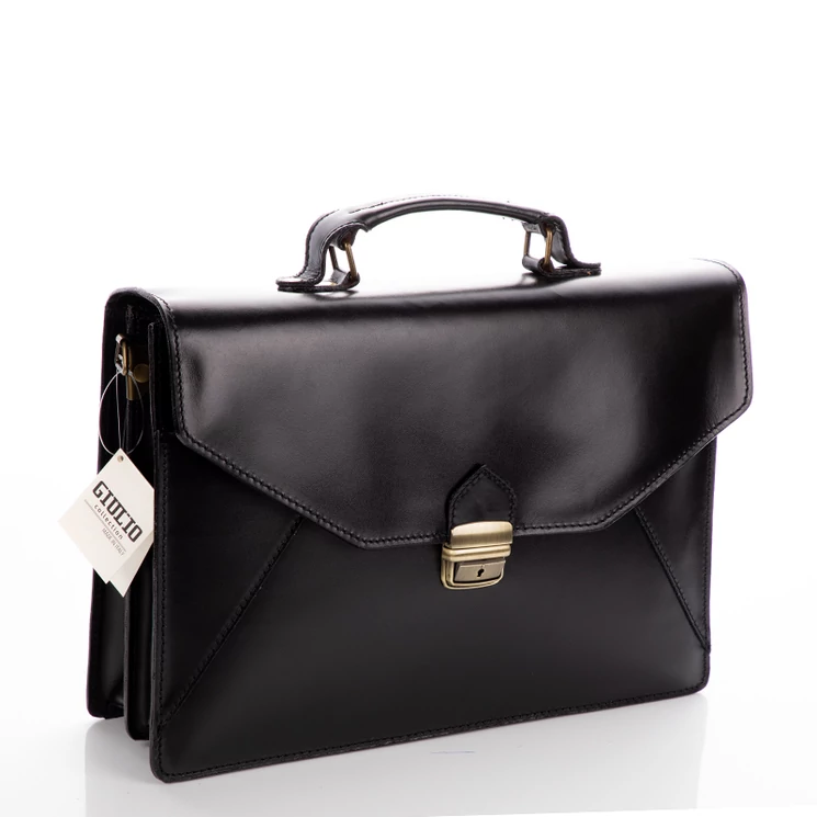  Díszvarrott valódi bőr aktatáska sötétbarna színben*