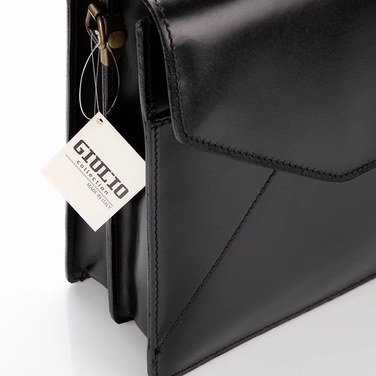  Díszvarrott valódi bőr aktatáska sötétbarna színben*