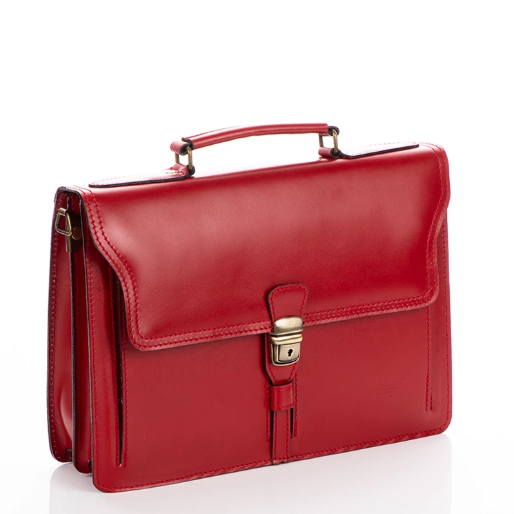 Valódi bőr 2 részes piros aktatáska 