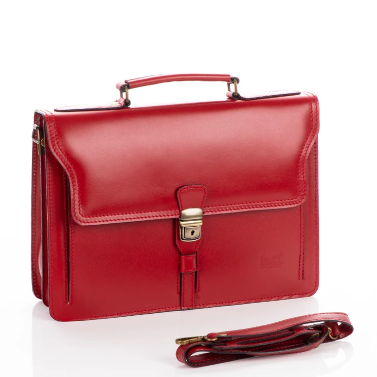 Valódi bőr 2 részes piros aktatáska 