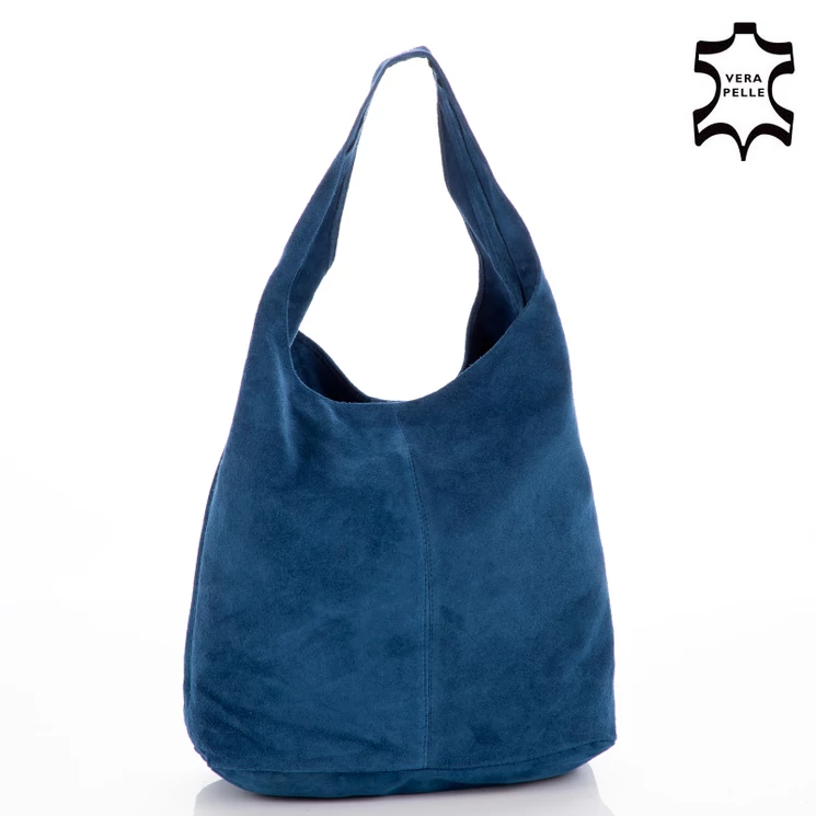 Valódi velúbőr női táska farmerkék színben