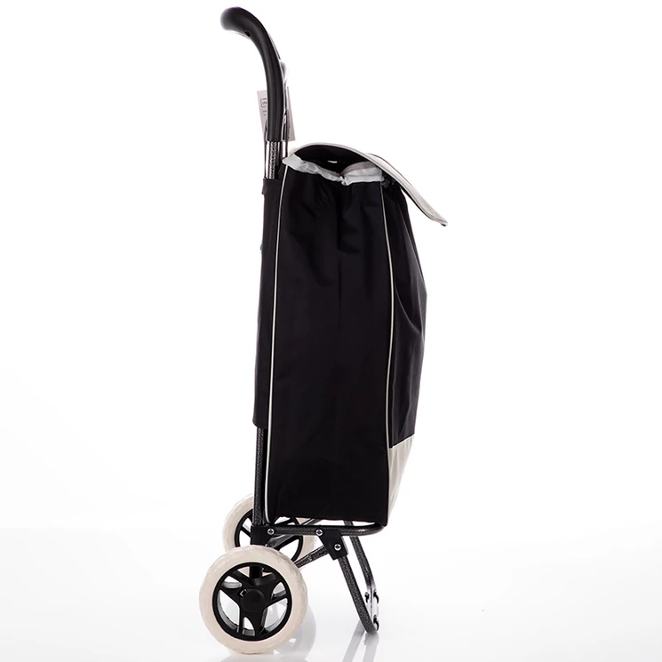 Euroline gurulós bevásárlókocsi 2 kerekes, zipzáros zseb fekete színben