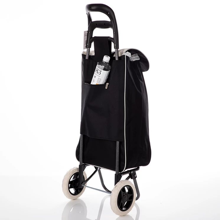 Euroline gurulós bevásárlókocsi 2 kerekes, zipzáros zseb fekete színben