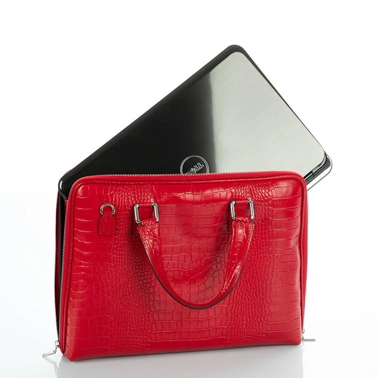 Laptoptartós Valódi bőr  üzleti táska taupe színben