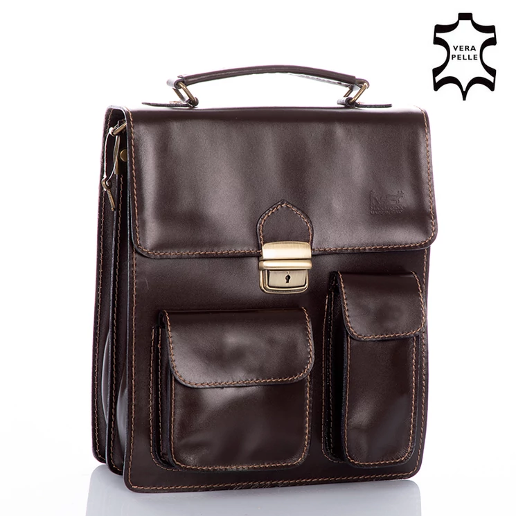 Valódi bőr férfi válltáska fekete színben