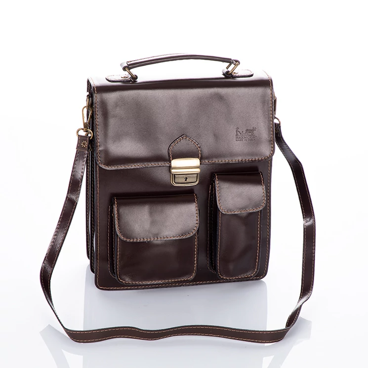 Valódi bőr férfi válltáska fekete színben