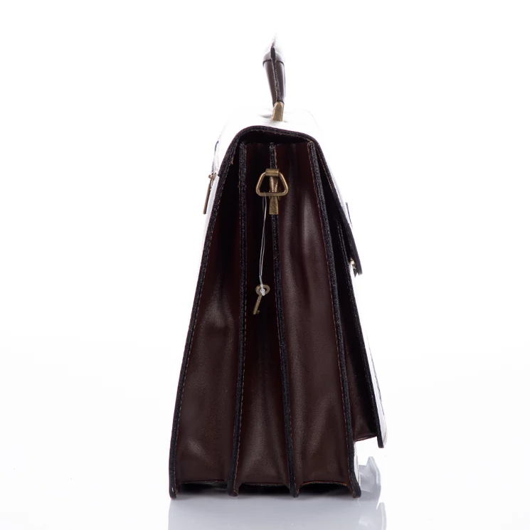 Maxmoda Valódi bőr aktatáska 3 részes sötétbarna színben