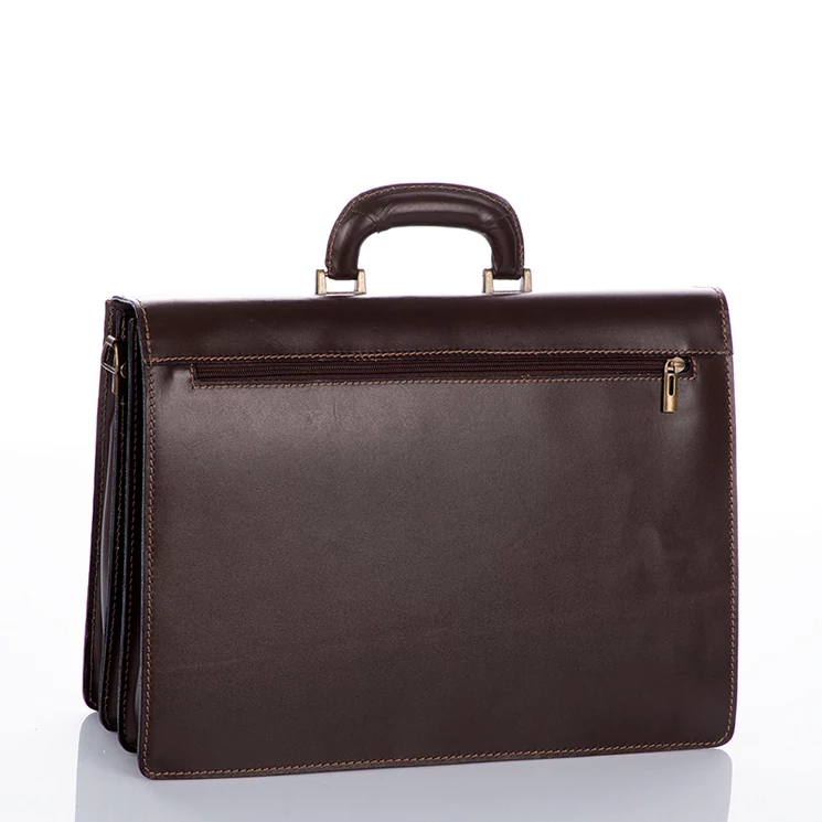 Maxmoda Valódi bőr aktatáska 3 részes sötétbarna színben