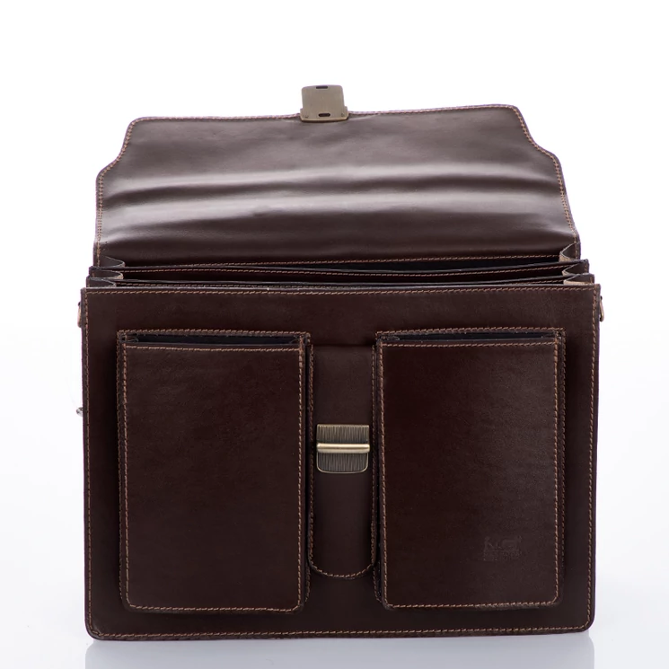 Maxmoda Valódi bőr aktatáska 3 részes sötétbarna színben
