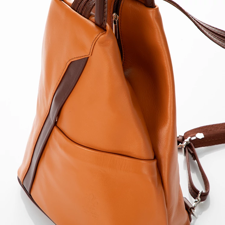 Valódi bőr női hátizsák Konyak+Barna színben S6925