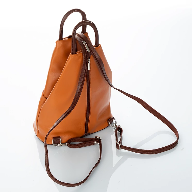 Valódi bőr női hátizsák Konyak+Barna színben S6925