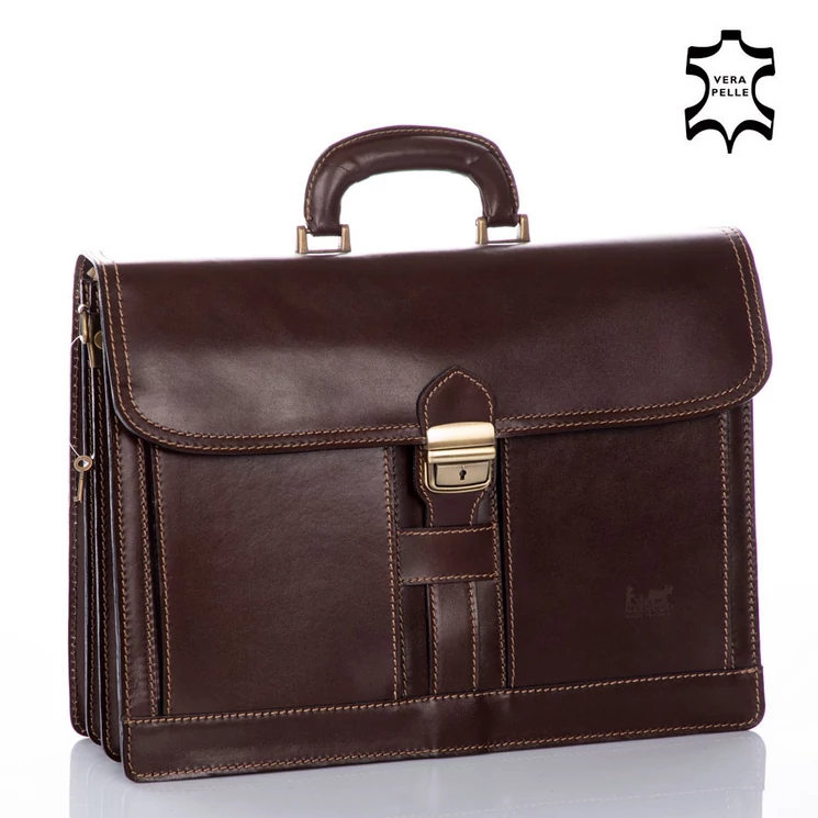  Maxmoda Valódi bőr aktatáska 3 részes világosbarna színben