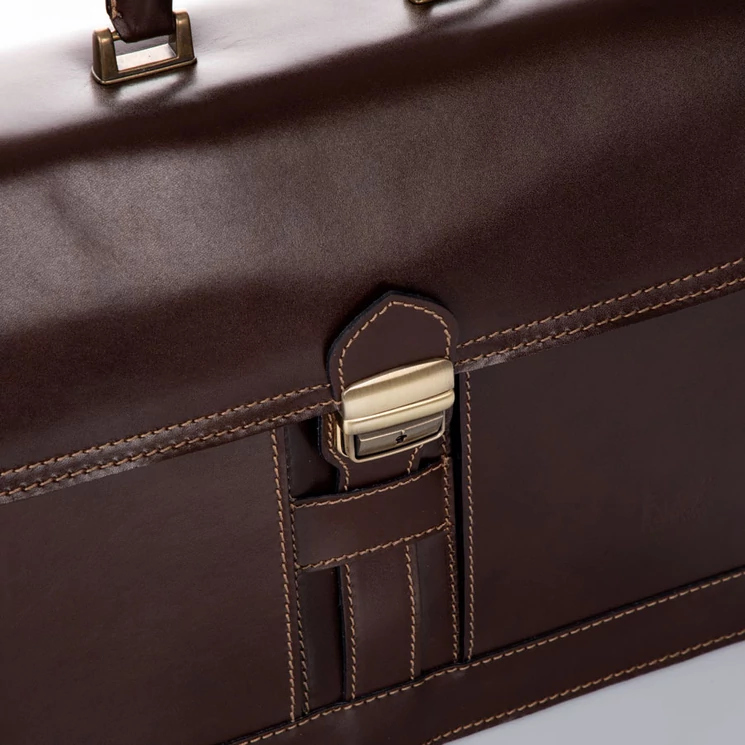  Maxmoda Valódi bőr aktatáska 3 részes világosbarna színben