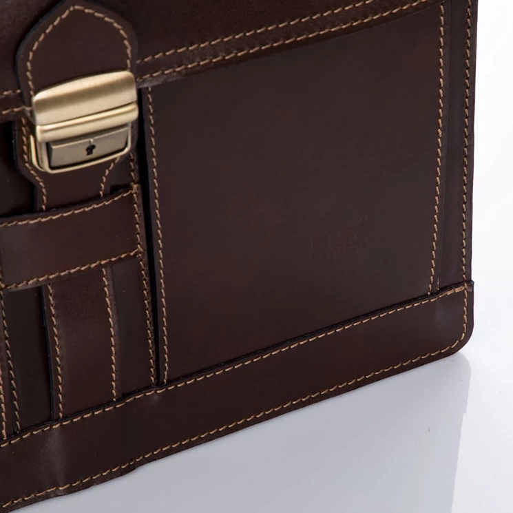  Maxmoda Valódi bőr aktatáska 3 részes világosbarna színben