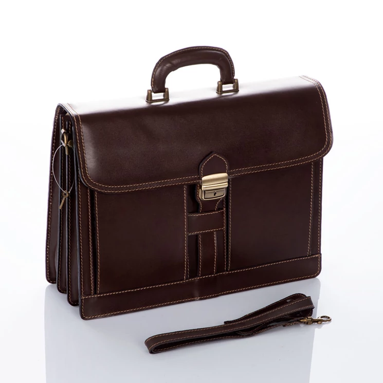  Maxmoda Valódi bőr aktatáska 3 részes világosbarna színben