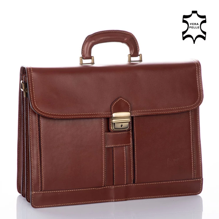  Maxmoda Valódi bőr aktatáska 3 részes világosbarna színben