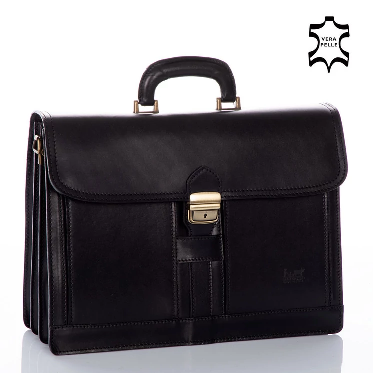 Maxmoda Valódi bőr aktatáska 3 részes fekete színben