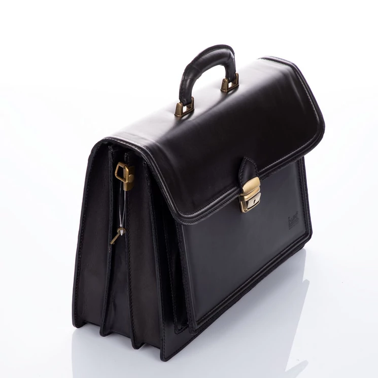 Maxmoda Valódi bőr aktatáska 3 részes fekete színben