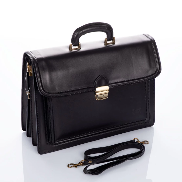 Maxmoda Valódi bőr aktatáska 3 részes fekete színben