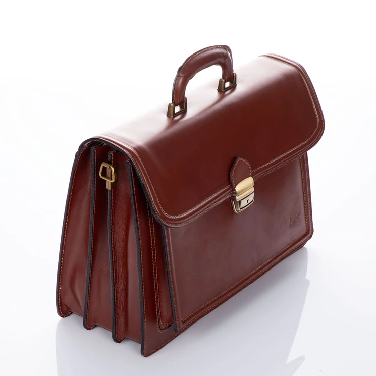 Maxmoda Valódi bőr aktatáska 3 részes sötétbarna színben