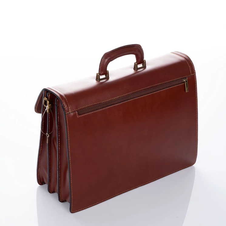 Maxmoda Valódi bőr aktatáska 3 részes sötétbarna színben